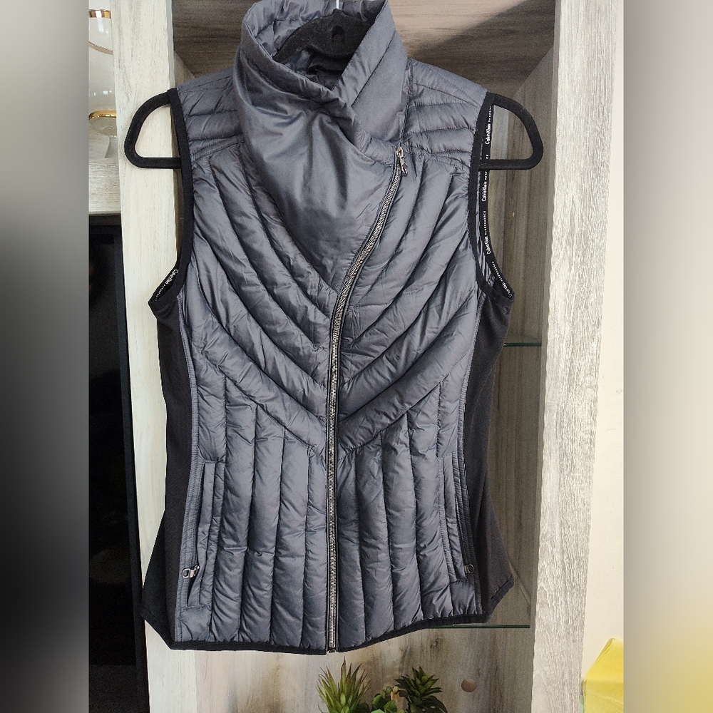 Calvin Klein Premium Down Vest Womens Med Performance Puffer Full Zip SZ Small